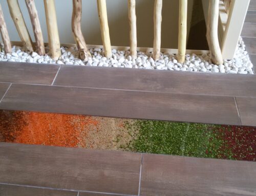 Dettaglio di resina da inglobazione di una pavimentazione