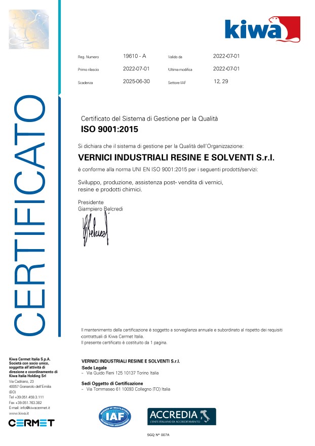 CERTIFICAZIONE VIRES ISO 9001:2015